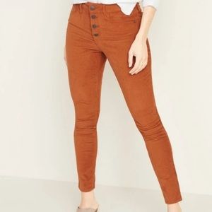 Old Navy Rust Corduroy Rockstar Super Skinny High-Rise Button Fly Pants Size 0